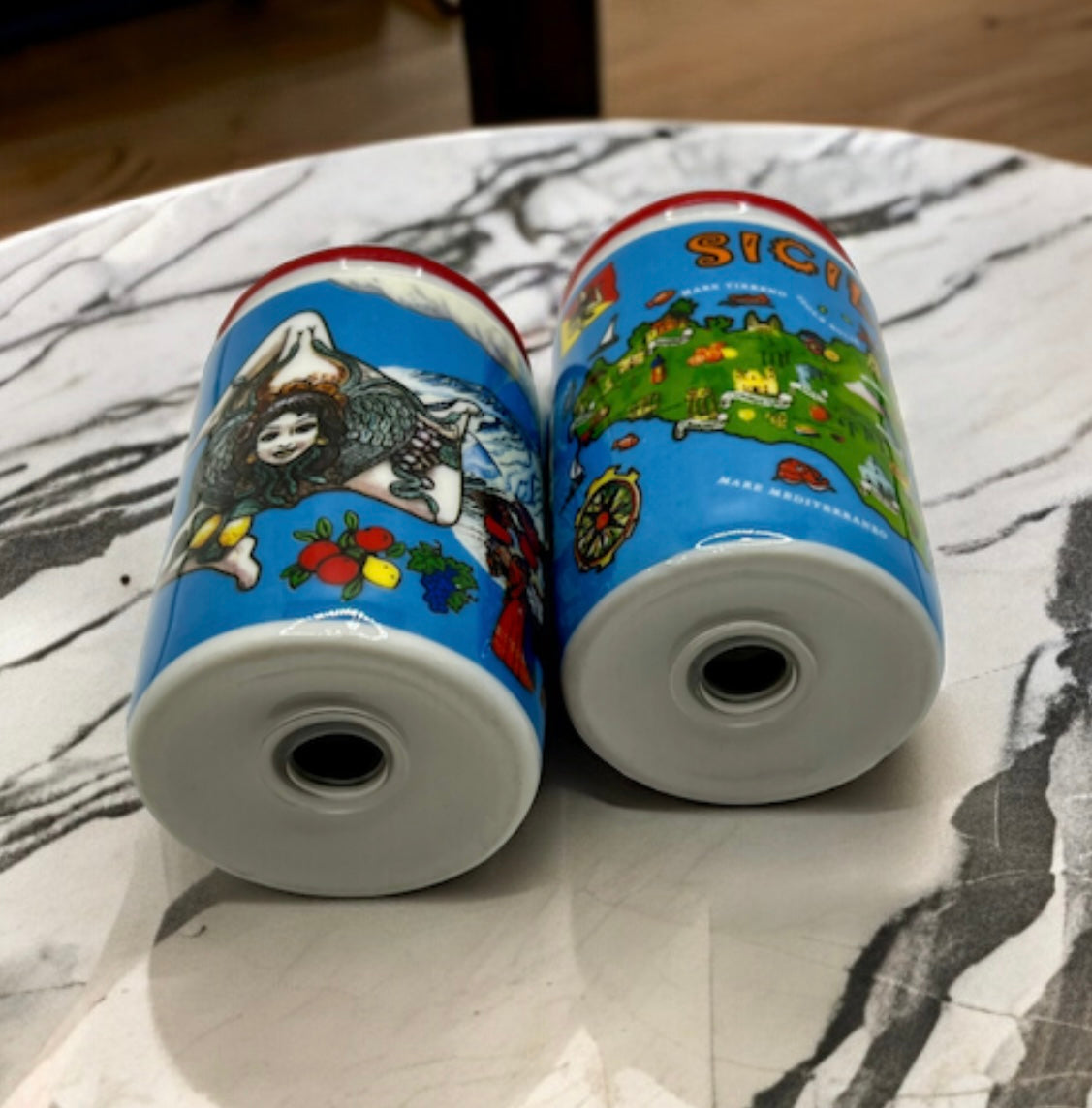 Sicilian Salt and Pepper Shakers in Ceramic.