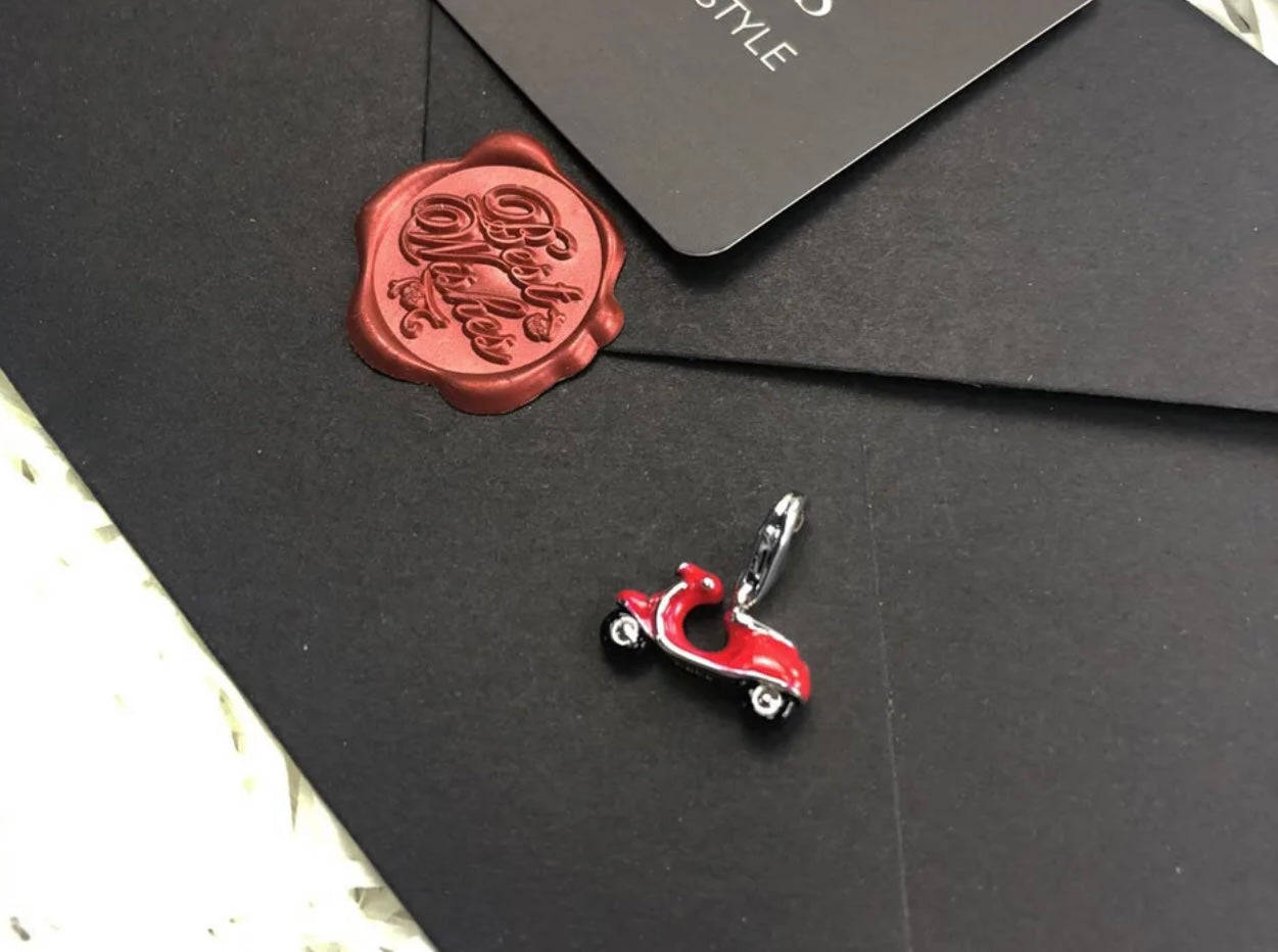 925 Silver Red Vespa Charm.