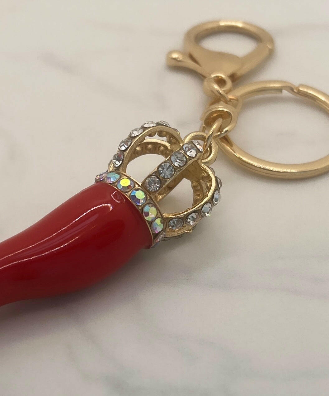 Studded Cornicello Keychain.