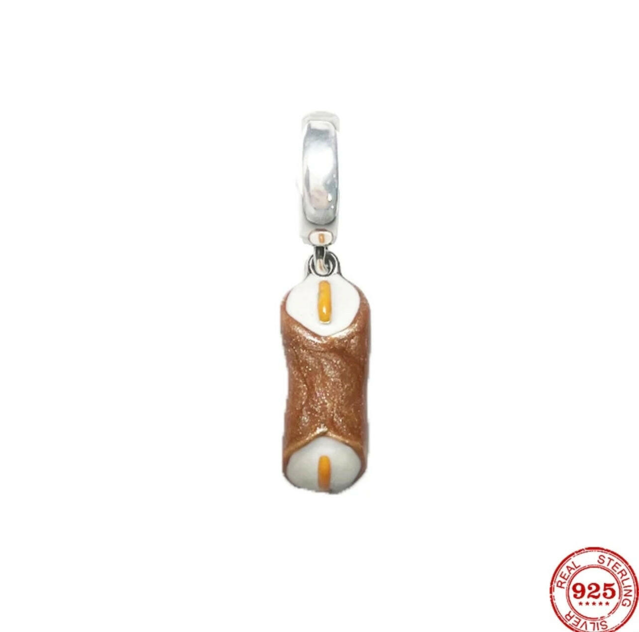 925 Silver Cannolo Charm.