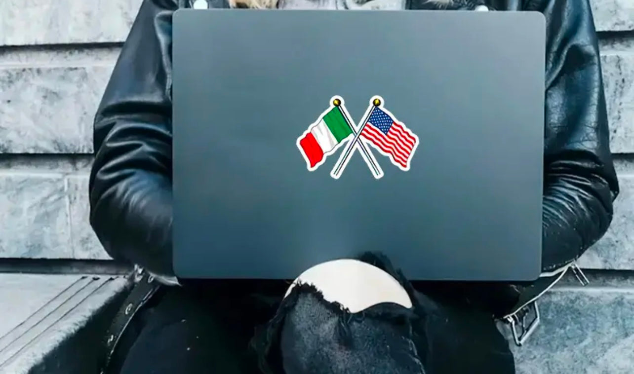 1 Italy-USA Flag Decal Sticker