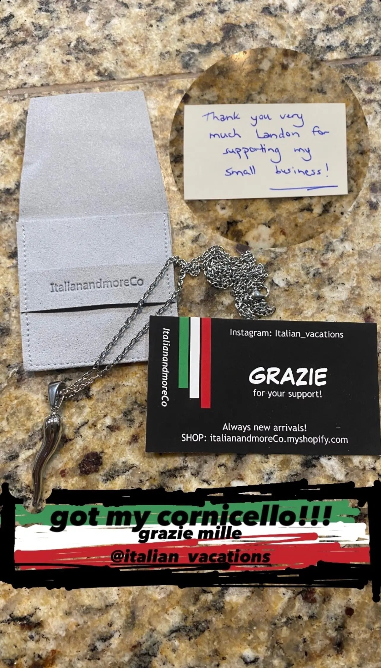 1 Italian Horn Necklace - In Stainless Steel - Unisex ItalianandmoreCo