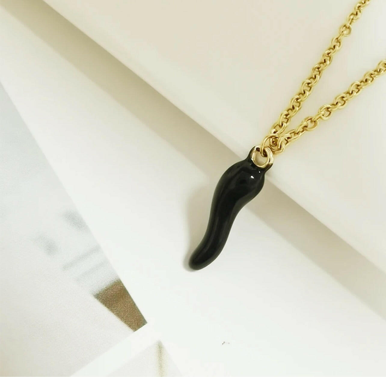 Cornicello Italian Necklace in Stainless Steel.