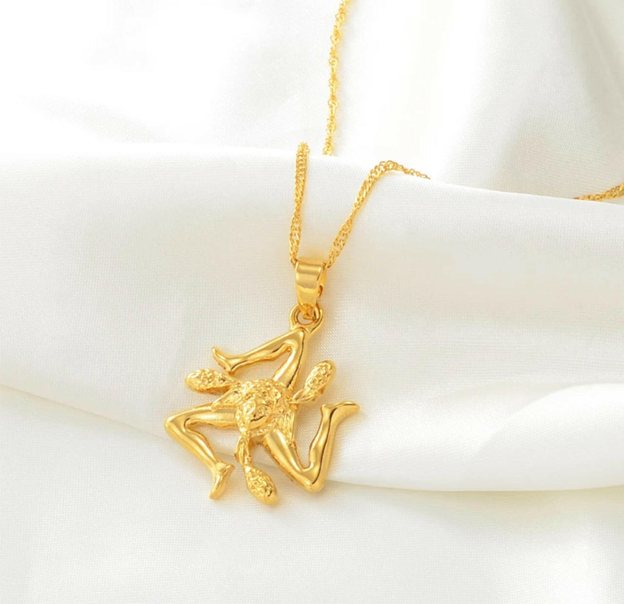 Gold Plated Sicilian Necklace - Sicily Necklace - Sicilia Necklace.