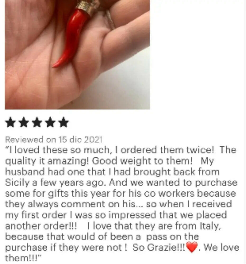 1 Italian Large Cornicello Keychain - Italian Red Horn - Italian Horn Keychain Italian Shop