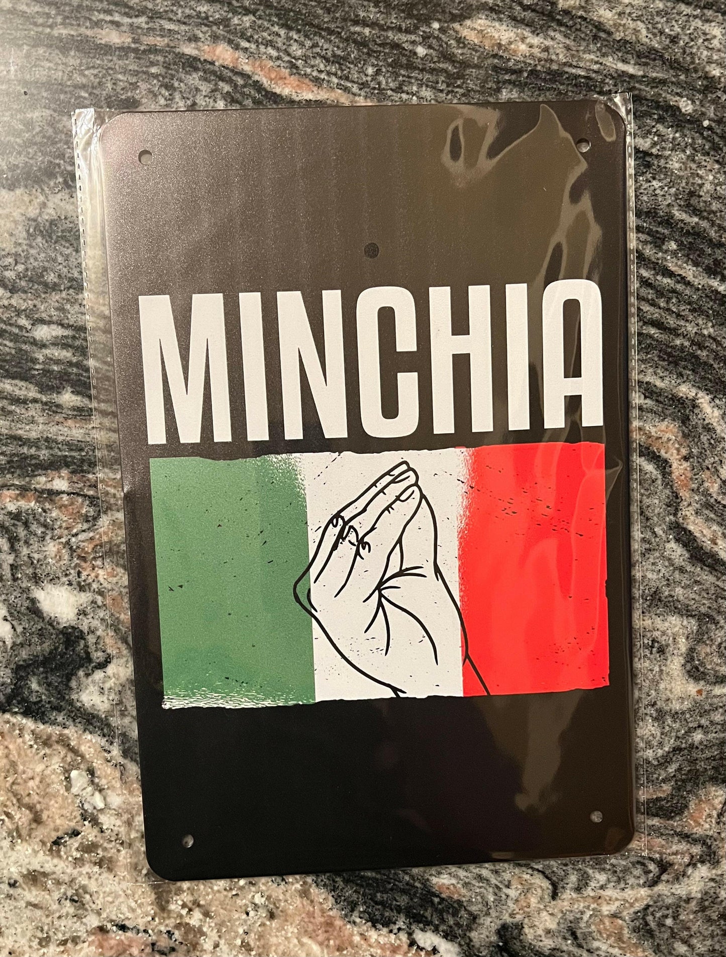 Minchia Metal Tin Sign.