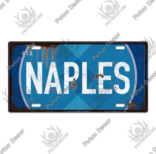 NAPLES Metal Tin Sign.