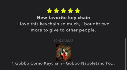 1 Gobbo Corno Keychain - Gobbo Napoletano Porta Fortuna - Gobbo Keychain.