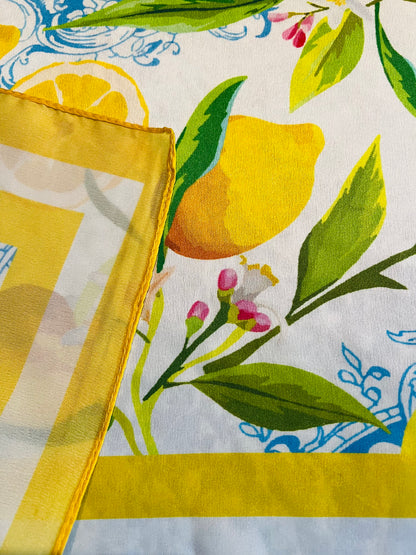 Lemon Foulard in Faux Silk - 27 X 27 inches