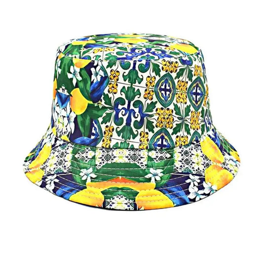 1 Italian Lemon Bucket Hat - Majolica Print Hat