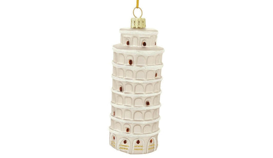 LIMITED EDITION * Italian Glass Leaning Tower of Pisa Christmas Ornament (Hand-made and Hand-painted)- 4¼" tall.