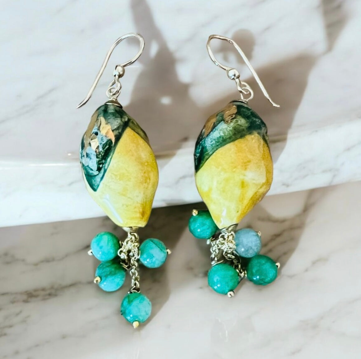 Lemon Earrings Hand-Made in Italy in Ceramic - Limoni Orrechini