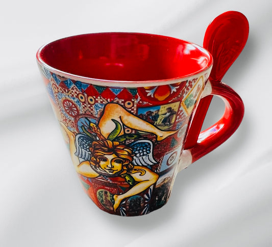 1 Large Espresso Sicilian Cup or Cafe Macchiato Sicilian Cup - Sicilian Souvenir