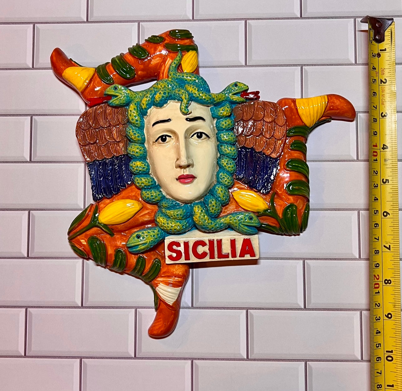 Large Sicilian Trinacria 9” x 9”.