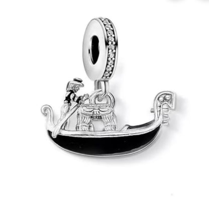 925 Silver Venetian Gondola Charm - Venice Charm - Venetian Charm