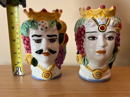 Coppia Testa di Moro in Ceramic Couple - Sicilian Head (Both heads included) - HAND-PAINTED