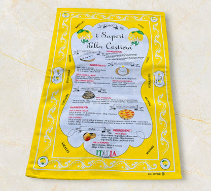 I Sapori Della Costiera Dish Towel - Amalfi Coast Flavours in Yellow