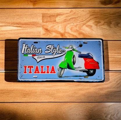 Italian Style Vespa Metal Tin Sign.
