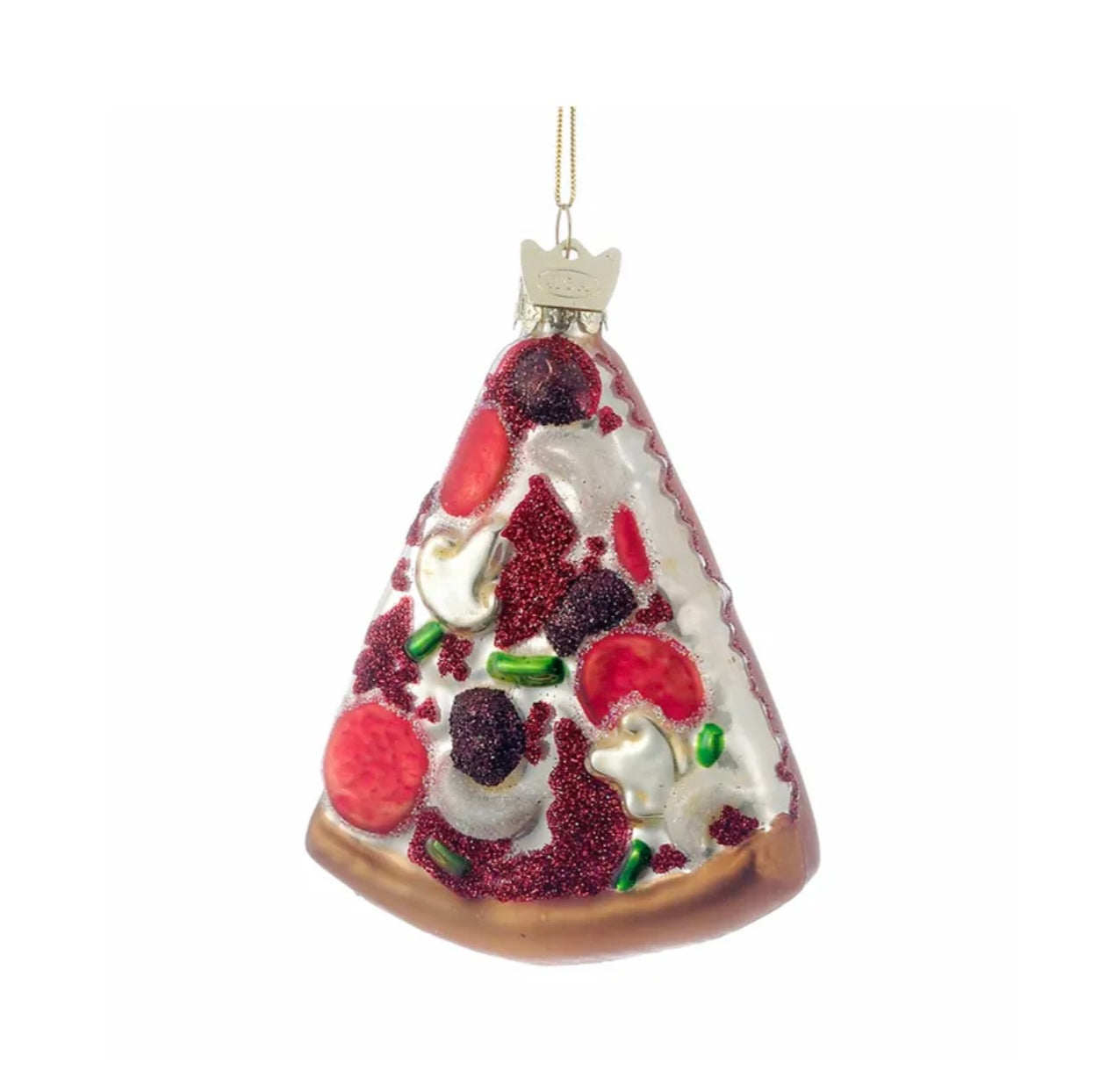 1 Italian Pizza Christmas Ornament - Pizza Ornament (Made of Glass) - 3.25 inches