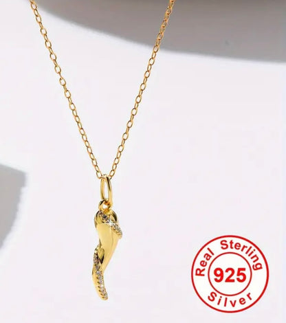 18K Gold Plated Cornicello Necklace in 925 Silver