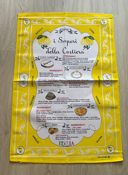 I Sapori Della Costiera Dish Towel - Amalfi Coast Flavours in Yellow