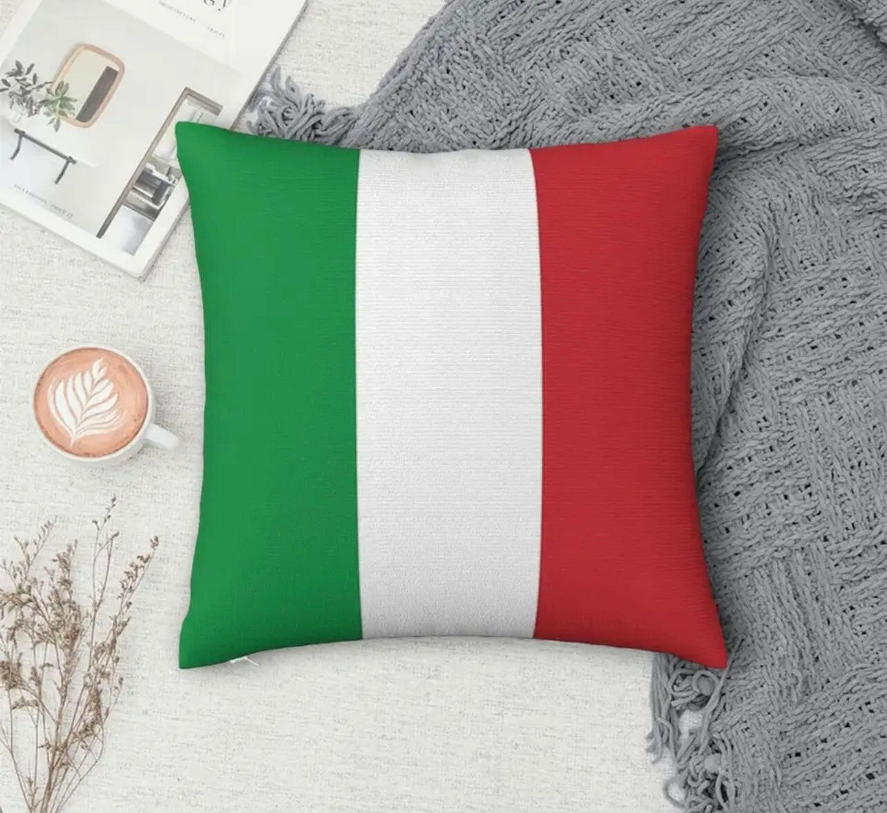 Super Soft Italian Flag Pillow Cover 18 X 18 inches (Pillow insert not included).