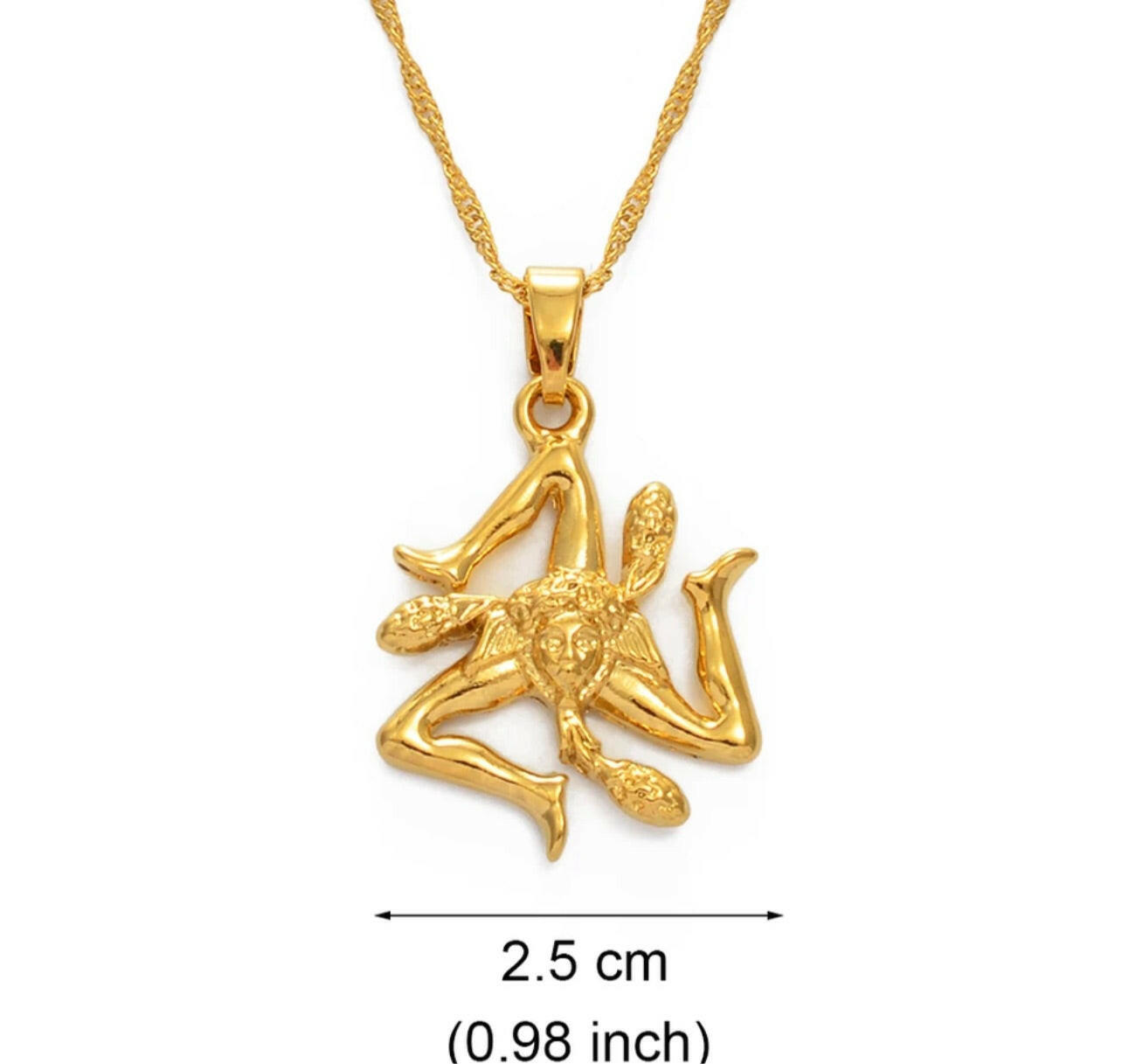 Gold Plated Sicilian Necklace - Sicily Necklace - Sicilia Necklace.